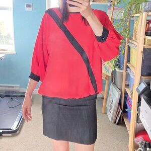 Vintage red and black mini dress with beautiful details by Joseph Ribkoff